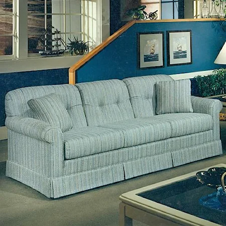 Casual Stationary Sofa with Tufted Seat Back